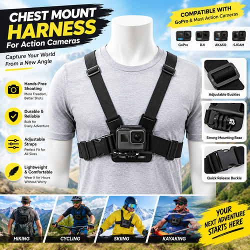 Chest strap harness head mount - chest,